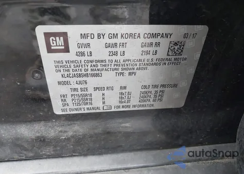 2017 Buick Encore Preferred from USA, damaged, VIN KL4CJASB5HB166863